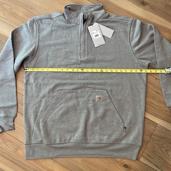 Flame Resistant Carhartt - Loose Fit Midweight Mock Neck Sweatshirt Heather Grey - Picture 12 of 14